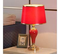 Lampe de Chevet Table, Rouge Bureau Céramique Veilleuse, Simple Retro Décoration Lampes de Table avec interrupteur abat-jour Lampe de bureau pour Chambre Salon étude Bureau Hôtel Décorations