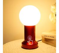 Lampe de Chevet Tactile, Lampe de Chevet Chambre, Lampe Chambre de Style Mid-Century Modern avec Globe et Base Métallique Rouge, 3000K Blanc Chaud, Petite Lampe de Table pour Chambrer Salon Bureau