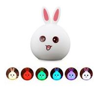 Lampe de Chevet Veilleuse Rechargeable, 7 Couleur Changement LED Forme de Lapin (Rose) Rose G