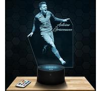 Lampe de chevet, Veilleuse Tactile A. Griezmann - Coupe du monde Joueur de foot Sport Lampe 3D LED illusion, Idée cadeau Noël anniversaire garçon et fille Lampe de nuit chambre d'enfant ou adulte TOP
