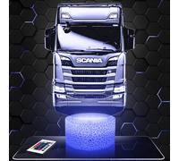 Lampe de chevet, Veilleuse Tactile Camion Routier Truck Lampe 3D LED illusion, Idée cadeau Noël anniversaire garçon et fille Lampe de nuit chambre d'enfant ou adulte TOP