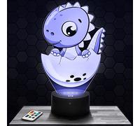 Lampe de chevet, Veilleuse Tactile Dinosaure enfant œuf Lampe 3D LED illusion, Idée cadeau Noël anniversaire garçon et fille Lampe de nuit chambre d'enfant ou adulte