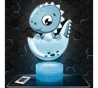 Lampe de chevet, Veilleuse Tactile Dinosaure enfant œuf Lampe 3D LED illusion, Idée cadeau Noël anniversaire garçon et fille Lampe de nuit chambre d'enfant ou adulte
