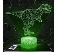 Lampe de chevet, Veilleuse Tactile Dinosaure Tyrannosaure Animal Lampe 3D LED illusion, Idée cadeau Noël anniversaire garçon et fille Lampe de nuit chambre d'enfant ou adulte