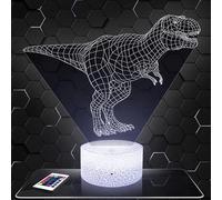 Lampe de chevet, Veilleuse Tactile Dinosaure Tyrannosaure Animal Veilleuse 3D LED illusion, Idée cadeau Noël anniversaire garçon et fille Lampe de nuit chambre d'enfant ou adulte