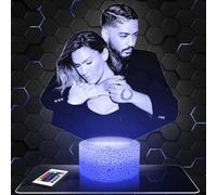 Lampe de chevet, Veilleuse Tactile Duo chanteurs Vit aa & Slim ane Lampe 3D LED illusion, Idée cadeau Noël anniversaire garçon et fille Lampe de nuit chambre d'enfant ou adulte TOP