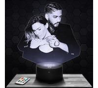 Lampe de chevet, Veilleuse Tactile Duo chanteurs Vit aa & Slim ane Lampe 3D LED illusion, Idée cadeau Noël anniversaire garçon et fille Lampe de nuit chambre d'enfant ou adulte TOP