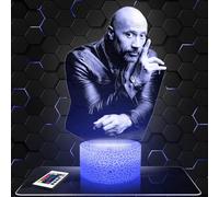 Lampe de chevet, Veilleuse Tactile Dwayne J Lampe 3D LED illusion, Idée cadeau Noël anniversaire garçon et fille Lampe de nuit chambre d'enfant ou adulte TOP