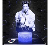 Lampe de chevet - Veilleuse Tactile Elvis P. Lampe 3D LED illusion, Idée cadeau Noël anniversaire garçon et fille Lampe de nuit chambre d'enfant ou adulte TOP