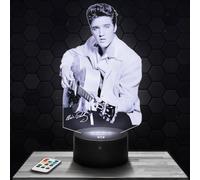 Lampe de chevet - Veilleuse Tactile Elvis P. Lampe 3D LED illusion, Idée cadeau Noël anniversaire garçon et fille Lampe de nuit chambre d'enfant ou adulte TOP