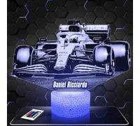 Lampe de chevet, Veilleuse Tactile Formule 1 D. Ricciardo F1 Lampe 3D LED illusion, Idée cadeau Noël anniversaire garçon et fille Lampe de nuit chambre d'enfant ou adulte