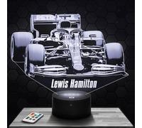 Lampe de chevet - Veilleuse Tactile Formule 1 L. Hamilton F1 Lampe 3D LED illusion, Idée cadeau Noël anniversaire garçon et fille Lampe de nuit chambre d'enfant ou adulte TOP