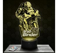 Lampe de chevet, Veilleuse Tactile GP moto B. Binder Lampe 3D LED illusion, Idée cadeau Noël anniversaire garçon et fille Lampe de nuit chambre d'enfant ou adulte