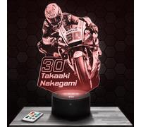 Lampe de chevet, Veilleuse Tactile GP moto T. Nakagami Lampe 3D LED illusion, Idée cadeau Noël anniversaire garçon et fille Lampe de nuit chambre d'enfant ou adulte