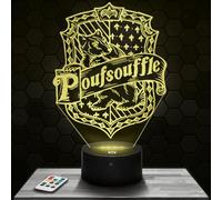 Lampe de chevet, Veilleuse Tactile H. Potter Poufsouffle Lampe 3D LED illusion, Idée cadeau Noël anniversaire garçon et fille Lampe de nuit chambre d'enfant ou adulte
