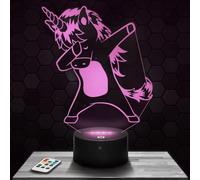 Lampe de chevet, Veilleuse Tactile Licorne DAB Animal Lampe 3D LED illusion, Idée cadeau Noël anniversaire garçon et fille Lampe de nuit chambre d'enfant ou adulte