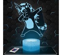 Lampe de chevet, Veilleuse Tactile Licorne DAB Animal Lampe 3D LED illusion, Idée cadeau Noël anniversaire garçon et fille Lampe de nuit chambre d'enfant ou adulte
