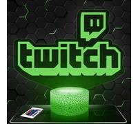 Lampe de chevet, Veilleuse Tactile Logo Twitch Lampe 3D LED illusion, Idée cadeau Noël anniversaire garçon et fille Lampe de nuit chambre d'enfant ou adulte