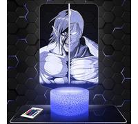 Lampe de chevet, Veilleuse Tactile Manga - Assaillant vs Cuirassé Lampe 3D LED illusion, Idée cadeau Noël anniversaire garçon et fille Lampe de nuit chambre d'enfant ou adulte