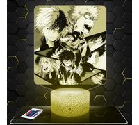 Lampe de chevet,Veilleuse Tactile Manga Deku All Might Shoto Katsuki Endeavor Lampe 3D LED illusion, Idée cadeau Noël anniversaire garçon et fille Lampe de nuit chambre d'enfant ou adulte TOP