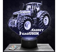 Lampe de chevet - Veilleuse Tactile Massey .F Tracteur Agricole Lampe 3D LED illusion, Idée cadeau Noël anniversaire garçon et fille Lampe de nuit chambre d'enfant ou adulte TOP