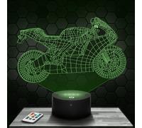 Lampe de chevet, Veilleuse Tactile Moto Sportive Lampe 3D LED illusion, Idée cadeau Noël anniversaire garçon et fille Lampe de nuit chambre d'enfant ou adulte