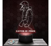 Lampe de chevet, Veilleuse Tactile Pompier- sauver ou périr Lampe 3D LED illusion, Idée cadeau Noël anniversaire garçon et fille Veilleuse de nuit chambre d'enfant ou adulte TOP