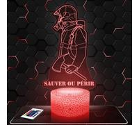Lampe de chevet, Veilleuse Tactile Pompier- sauver ou périr Lampe 3D LED illusion, Idée cadeau Noël anniversaire garçon et fille Lampe de nuit chambre d'enfant ou adulte TOP