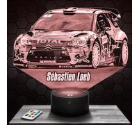 Lampe de chevet, Veilleuse Tactile Rally WRC S. Loeb Racing Lampe 3D LED illusion, Idée cadeau Noël anniversaire garçon et fille Veilleuse de nuit chambre d'enfant ou adulte TOP