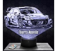 Lampe de chevet, Veilleuse Tactile Rally WRC T. Neuville i20 Lampe 3D LED illusion, Idée cadeau Noël anniversaire garçon et fille Lampe de nuit chambre d'enfant ou adulte