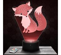 Lampe de chevet, Veilleuse Tactile Renard Animal Lampe 3D LED illusion, Idée cadeau Noël anniversaire garçon et fille Lampe de nuit chambre d'enfant ou adulte