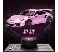 Lampe de chevet - Veilleuse Tactile Voiture sportive 911 GT3 Lampe 3D LED illusion, Idée cadeau Noël anniversaire garçon et fille chambre d'enfant ou adulte TOP