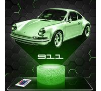 Lampe de chevet, Veilleuse Tactile Voiture Supercar 911 1963 Lampe 3D LED illusion, Idée cadeau Noël anniversaire garçon et fille Effet Hologramme 3D chambre d'enfant ou adulte TOP