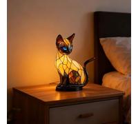 Lampe de chevet vintage en forme de chat 3D avec port USB, lampe de chevet lumineuse et confortable pour chambre à coucher, salon, pour les amoureux des chats et les propriétaires d'animaux