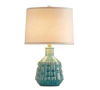 Lampe de Chevet vitrée en céramique Bleu Clair, Table de Chevet, Chambre à Coucher, Salon, Bureau, collè, Lampe de Table pour Chambre à Coucher (A, variateur)
