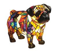 LAMPE DE CHIEN - Lumière En Vitrail Rétro, Décoration De Sculpture Colorée | Ornement De Lampe De Nuit En Résine, Accessoire De Bureau Artistique Pour Chambre À Coucher Ambiance Home Decoration Cadeau