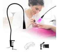 Lampe de cils UV 10 W LED UV pour durcissement à la lumière, guérison rapide en 3 à 5 secondes, taille réglable avec lunettes de protection et interrupteur au pied, noire