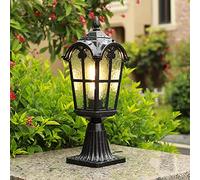 Lampe de colonne de paysage de cour européenne Lampes de Poteau Rétro Étanche avec Abat-Jour en Verre Lanterne Aluminium Vintage E27 Jardin Pelouse Pilier Lampe Villa Porte Colonne Lampe