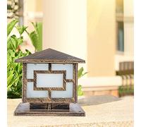 Lampe de colonne en métal carrée antique prévention de la rouille lampe de pilier de patio de pelouse décorative porte de jardin parc garage extérieur étanche applique murale E27 lanterne de poteau