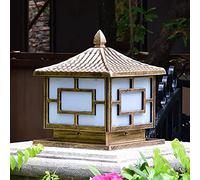 Lampe de colonne murale étanche IP54, pilier extérieur vintage, lanterne de jardin classique, pilier mural carré, phare extérieur, lanterne pour cours, jardin, parc, décor en laiton 7 x 9,8 pouces