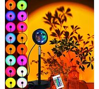 Lampe de coucher de soleil avec télécommande, lampe de projection de coucher de soleil 16 couleurs, projecteur de lumière de coucher de soleil LED à changement de couleur