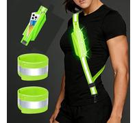 Lampe de course à pied avec ceinture réfléchissante, lampe de course à LED, étanche, pour téléphone portable, rechargeable par USB, réglable, ceinture de sécurité pour la course, le cyclisme, la