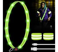 Lampe de course à pied avec réflecteurs, ceinture, 3 modes d'éclairage, lampe de course LED, rechargeable par USB, bande réfléchissante bien visible, lumière de sécurité pour le jogging, la course, le
