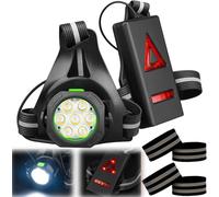 Lampe De Course Avec 2 Réflecteurs, Lampe De Course À Led, Ceinture De Course, 3 Modes D'éclairage, Lampe De Poche Avec Feu Arrière Rouge, Rechargeable Par Usb, Lampe De Poitrine Réglable À 90