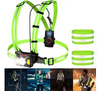 Lampe De Course,Lampe Course À Pied,Lampe Pectorale,Éclairage Pour Course ,Lampe De Course Avec Réflecteurs Pour Course Avec Une Paire De Bracelets Réfléchissants Pour La Course De Nuit,Le Camping