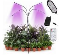 Lampe de croissance des plantes avec 4 panneaux LED pour éclairage, culture avec minuterie, télécommande, USB