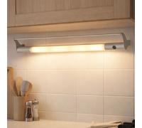 Luminaire de cuisine luminaire sous meuble lampe de cuisine, aluminium brossé moderne 3 ampoules, 3x douilles G4, LxPxH 59x7,5x10,3cm