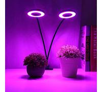 Lampe de Culture LED à Deux Têtes pour Plantes avec Clamp/Holder, Consommation D'énergie de 18 W, Coque en Alliage D'aluminium, PC, 5 Niveaux de Réglage, Lumière Rouge et Bleue, Adaptée pour