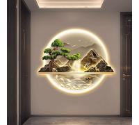 Lampe de décoration Murale 3D à Suspendre, Sculptures murales à Suspendre avec lumière LED, peintures à Suspendre de paysages de Montagne et d'eau, Arbre de Vie, pour Bureau, D, 50 cm/20 Pouces
