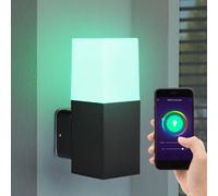 Applique murale en aluminium noir pour maison, lampe d'extérieur, contrôle par application CCT dimmable, Smart RGB LED 4,5W 290Lm, LxPxH 12,1x8x25 cm